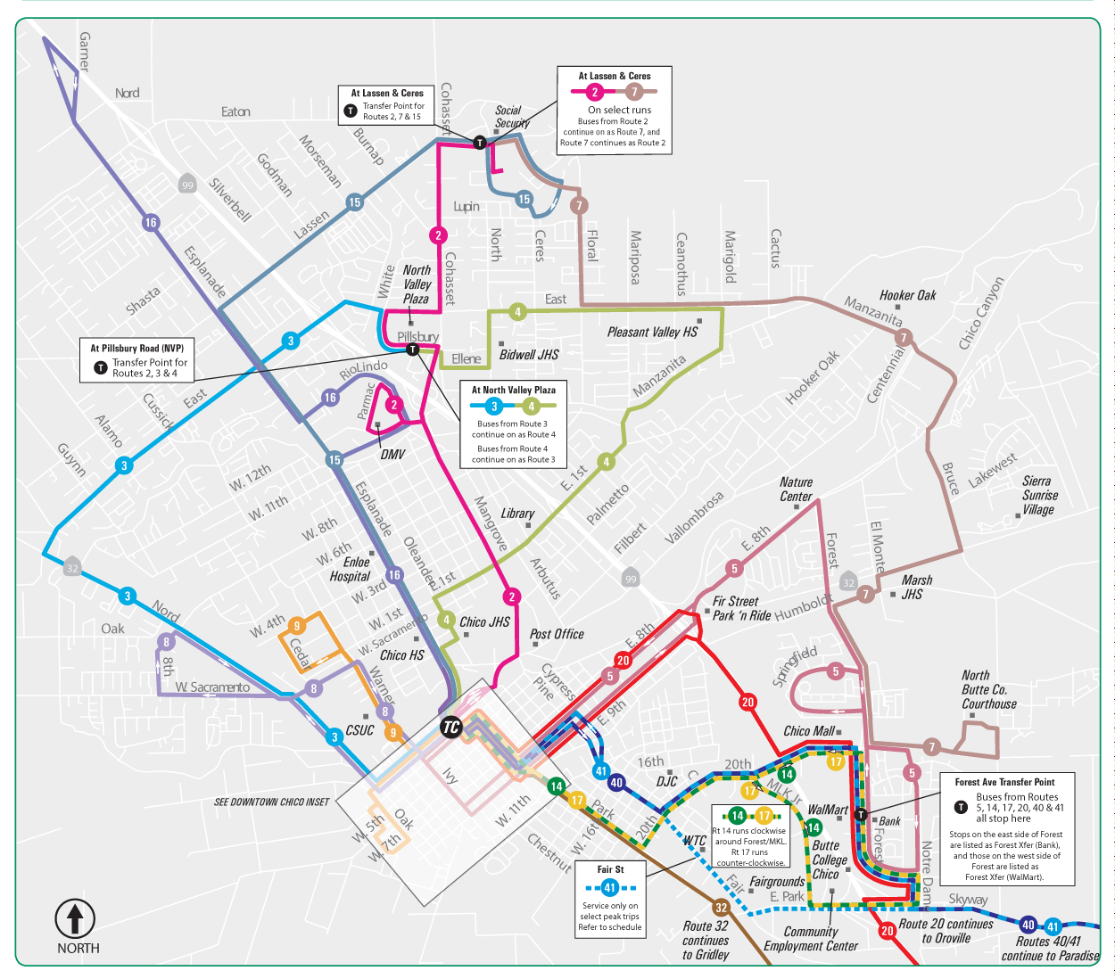 Bee Line Bus Map Chico