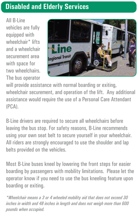 Information on disabled and elderly services on the fixed route buses