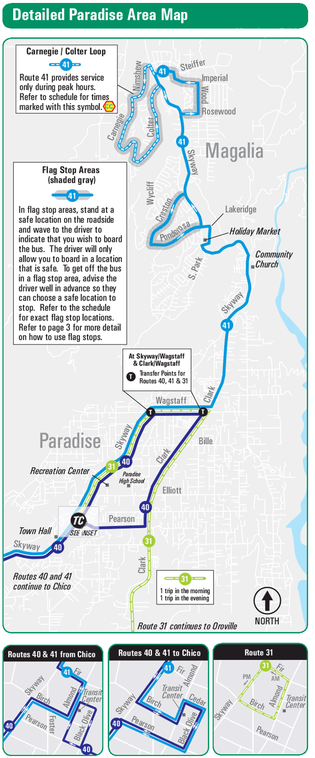 Aerial color coded map of the Paradise center