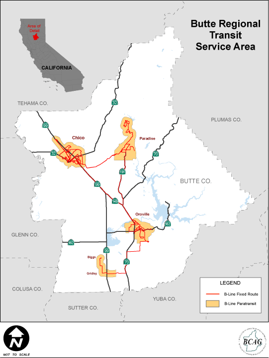 A county-wide color coded overview of where the Dial a Ride program operates