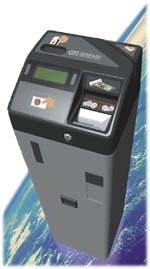 a fare box in space with earth in the background